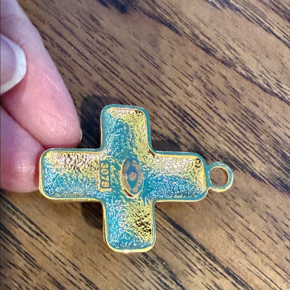 CHANEL Gold and Red Cross Necklace Pendant - Picture 5 of 5